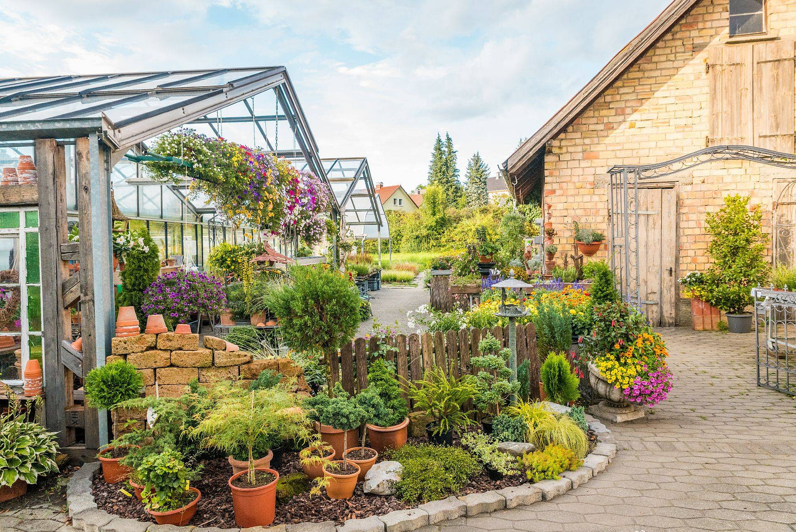 Die Gärtnerei von Blumen Heck mit Gewächshaus